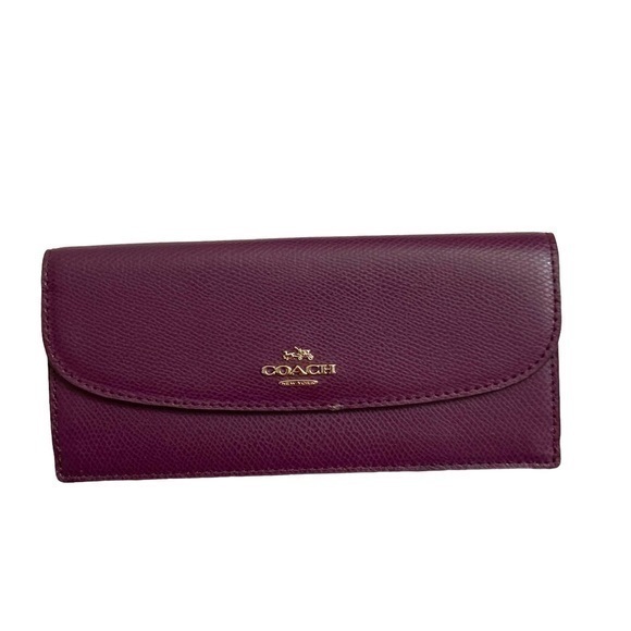 Coach purple grained leather slim wallet - Picture 1 of 6
